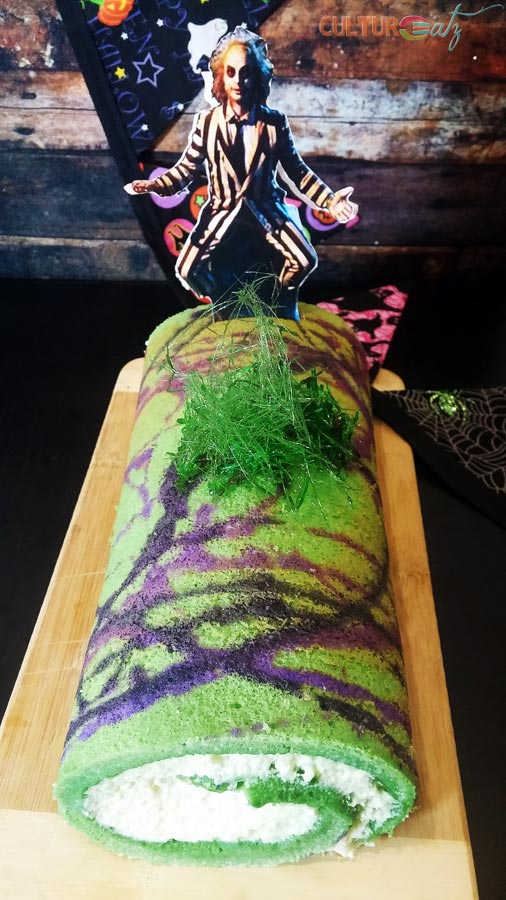 Beetlejuice Swiss Roll Cake for Halloween • CulturEatz