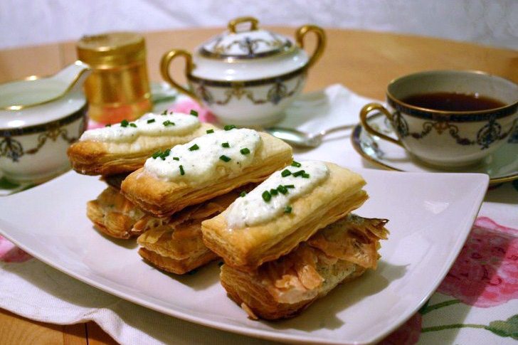 5 Star Makeover Tea Party: Salmon Duo Napoleon with Crême Fraiche