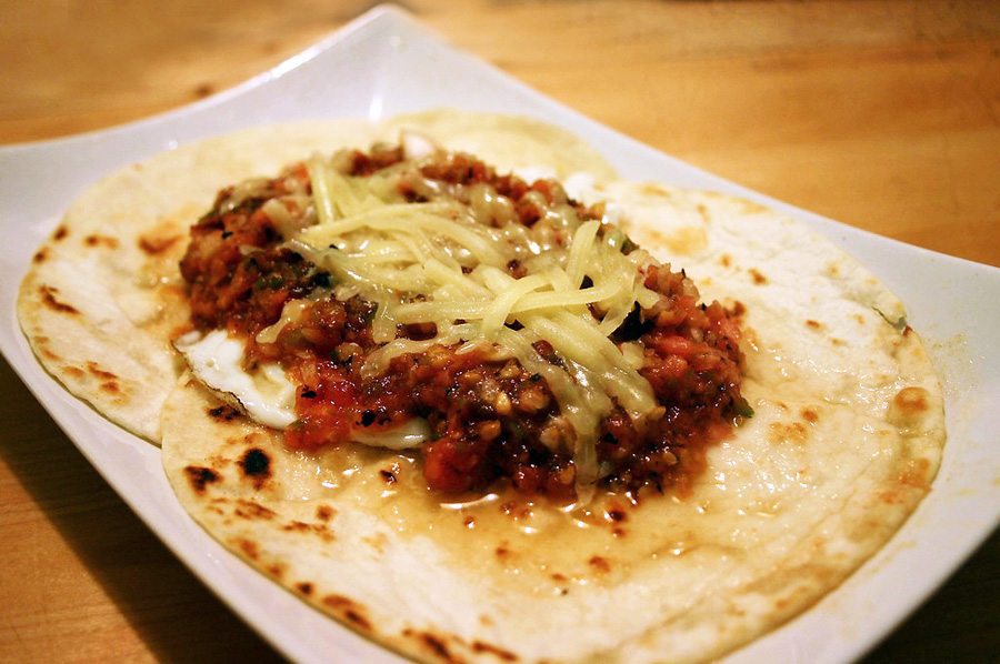 Huevos Rancheros with a Roasted Tomato Salsa