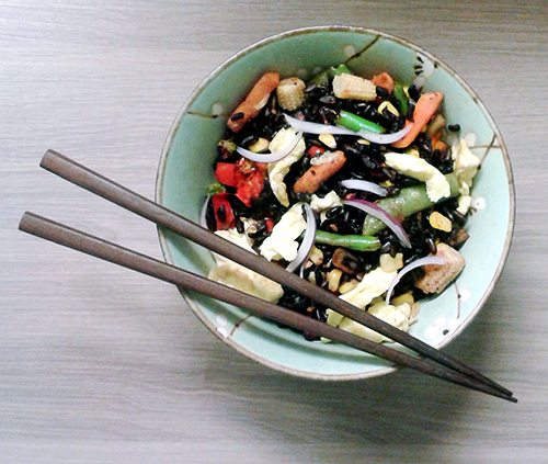 Black Asian Rice with Stir Fried Vegetables