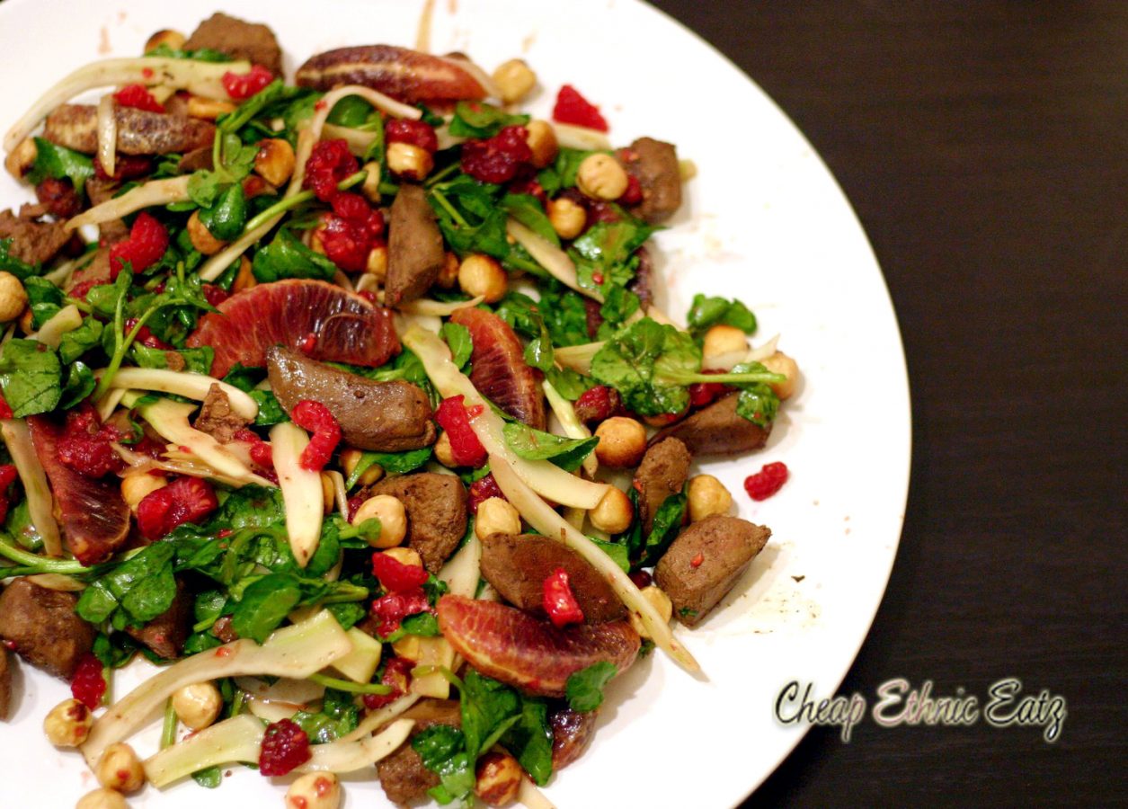 Lamb Liver Raspberries and Hazelnut Salad 1