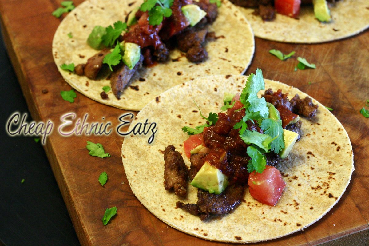 Chicken Liver Tacos with mole sauce
