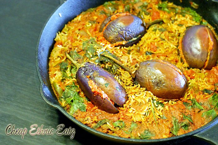 Stuffed-Baby-Eggplants-in-a-Dirty-Rice-Pilaf