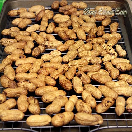 salted and roasted peanuts drying