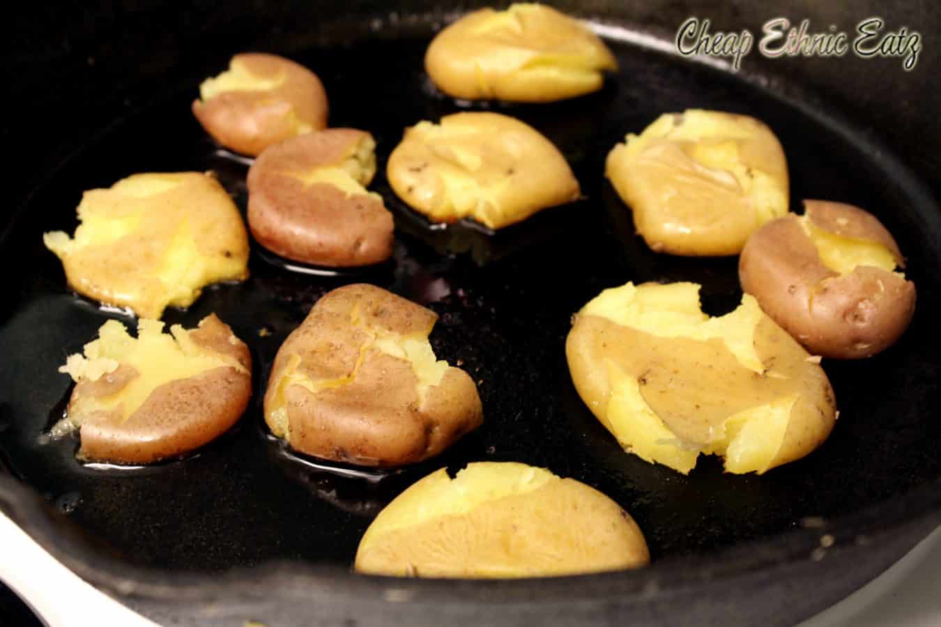 frying smashed potatoes