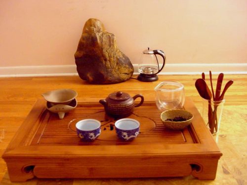 A traditional gongfu tea table