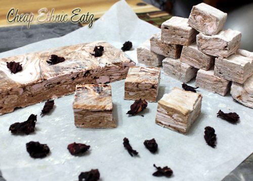 Hibiscus and Chocolate Swirl Homemade Marshmallows