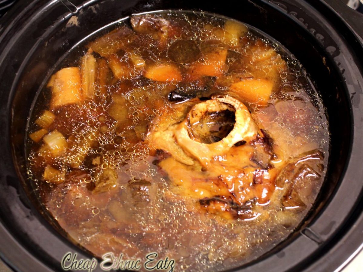 Lamb Bone Broth made simply in your slow cooker or on the stove top.