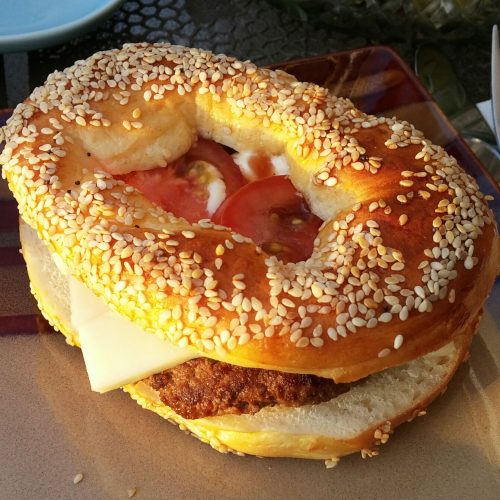 Montreal bagel burger