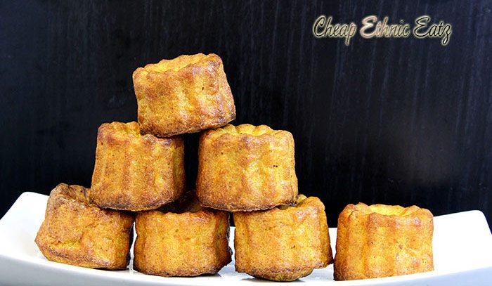 carrot curry caneles in a pyramid