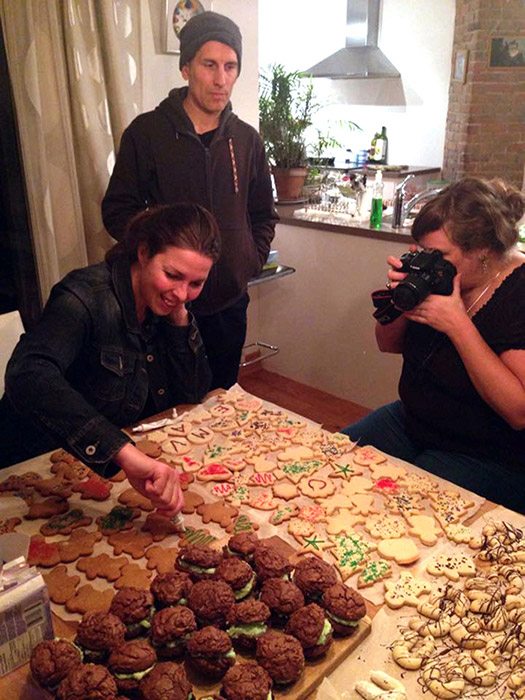 Catherine decorating cookies