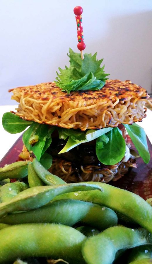 best Ramen Burger and edemame