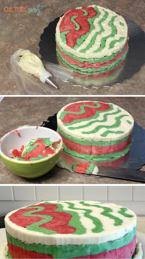Cake decorating scraping the cake