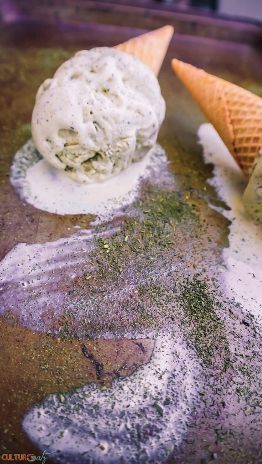 Green Tea Ice Cream cone melt