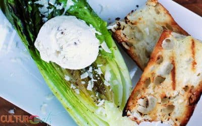 Anchovy Ice Cream on Grilled Caesar Salad