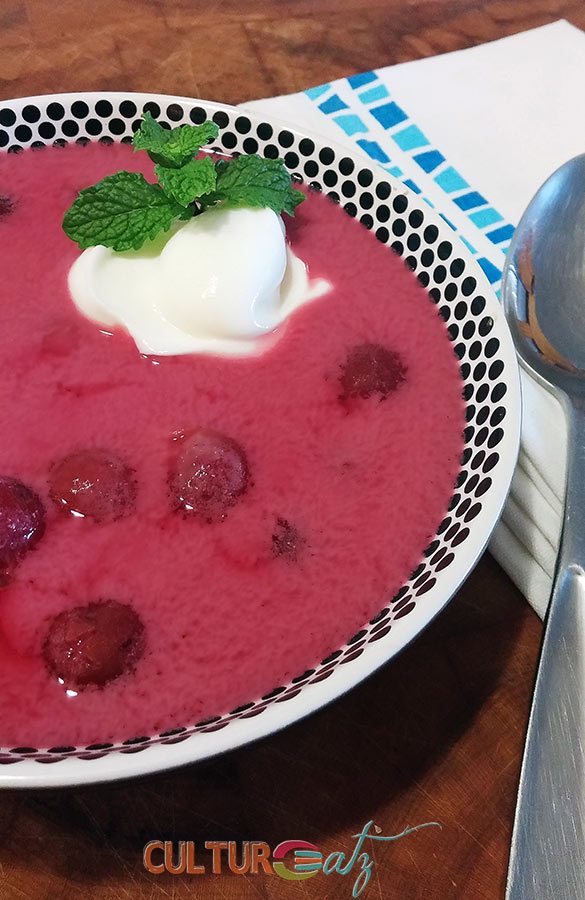 cold sour cherry soup half