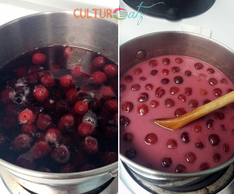making the cold sour cherry soup