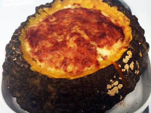Savory Stuffed Squash with Gruyère Bread Pudding