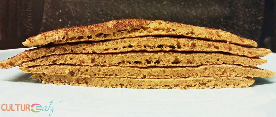 cattail pancakes cut vertically