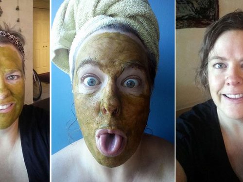 vegan beauty during and fater matcha mask