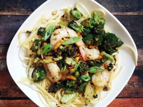 Charred Broccoli Shrimp Pasta