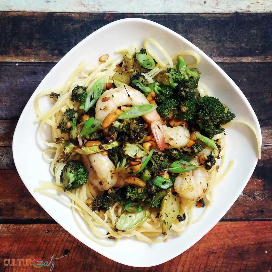 Charred Broccoli Shrimp Pasta