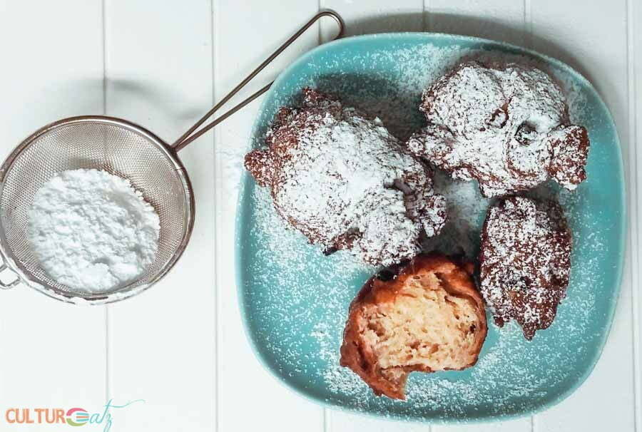 powdered Traditional Dutch Food Oliebollen Dutch Doughnut