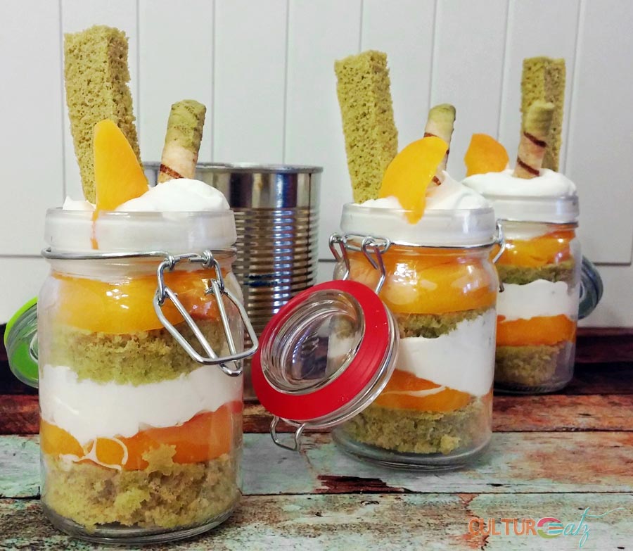 Peaches and Cream Trifle dessert jars