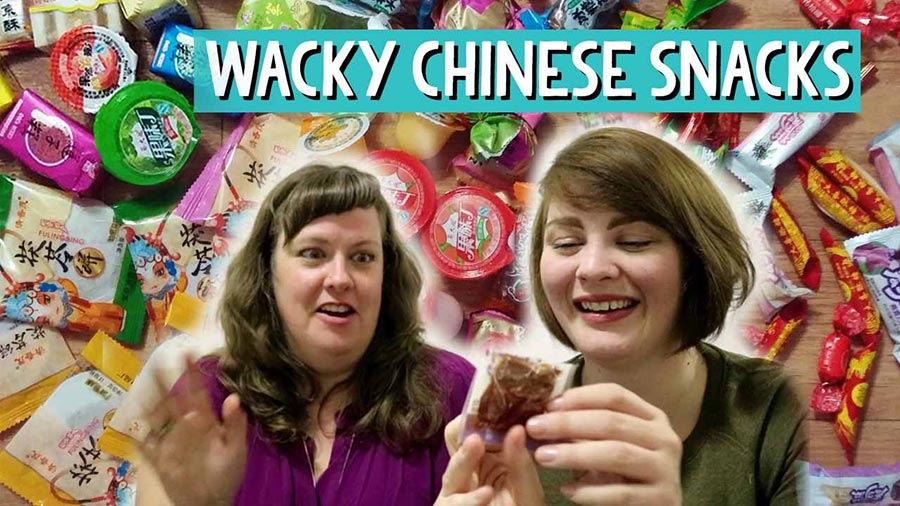 Tasting Chinese snacks food