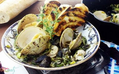 Sauteed Clams Oysters and Snails with Sea Greens