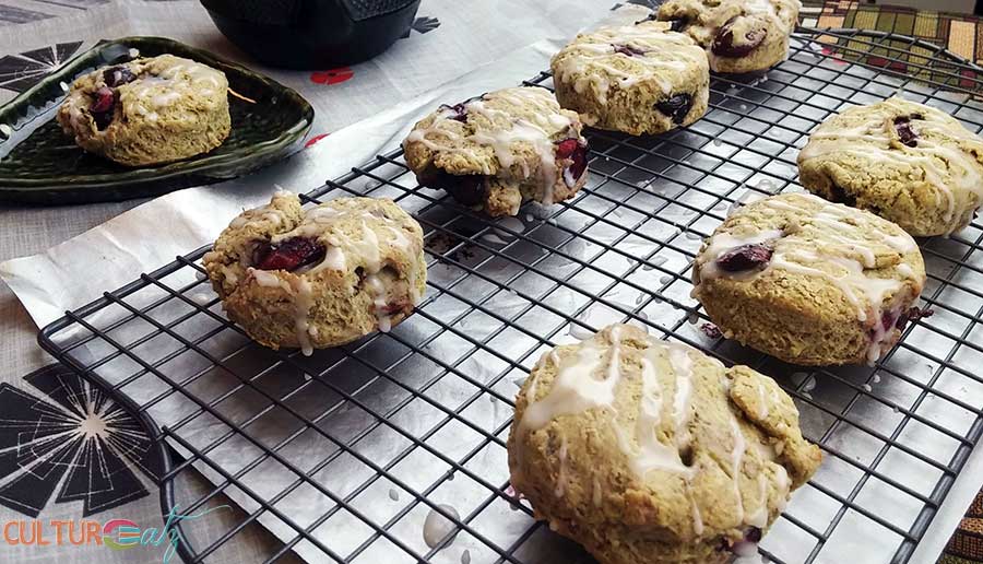 Cherry Matcha Scones tray