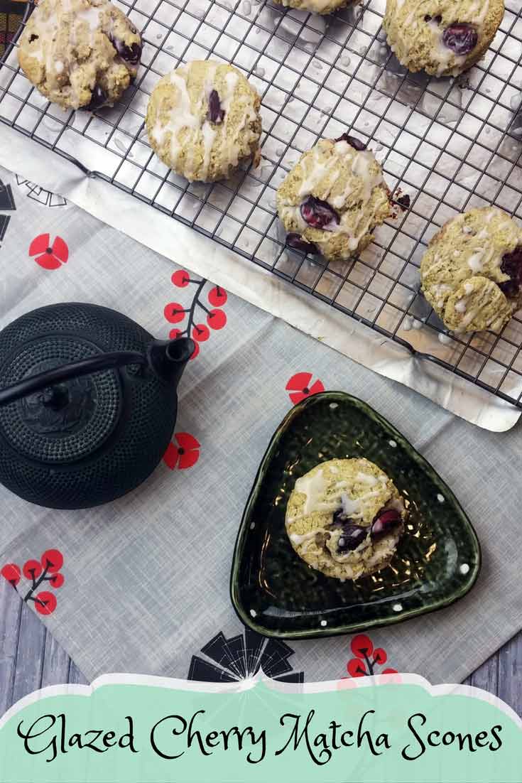 Glazed Cherry Matcha Scones