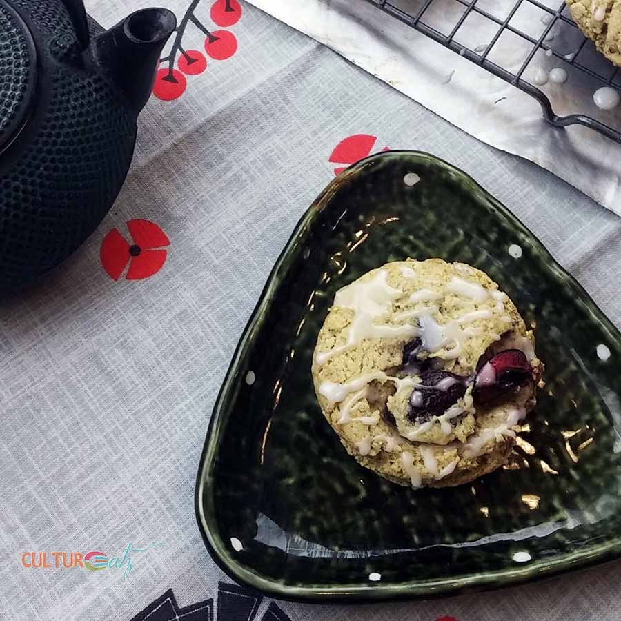 one Cherry Matcha Scones