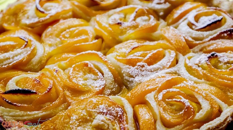Can You Find a Lovely Bouquet in this Peach Rosette Tart?