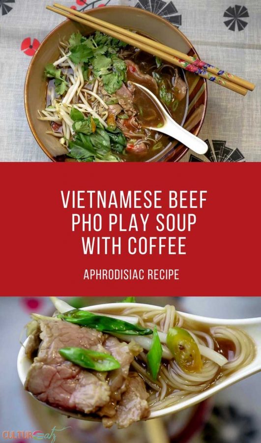 Vietnamese Beef Pho Play Soup with Coffee