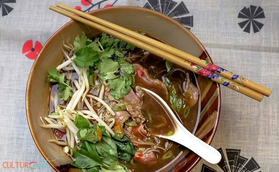 Vietnamese Beef Pho Play Soup with Coffee