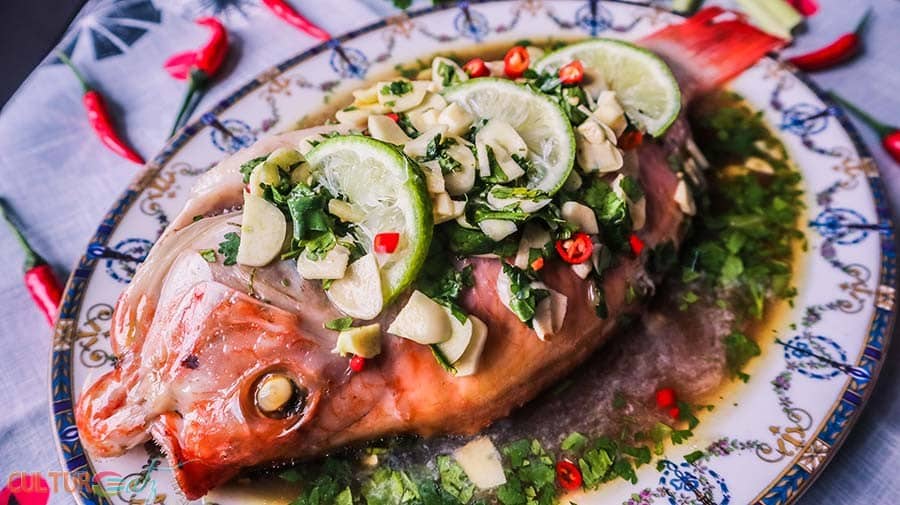 Thai Steamed Fish Recipe with Lime and Garlic Sauce