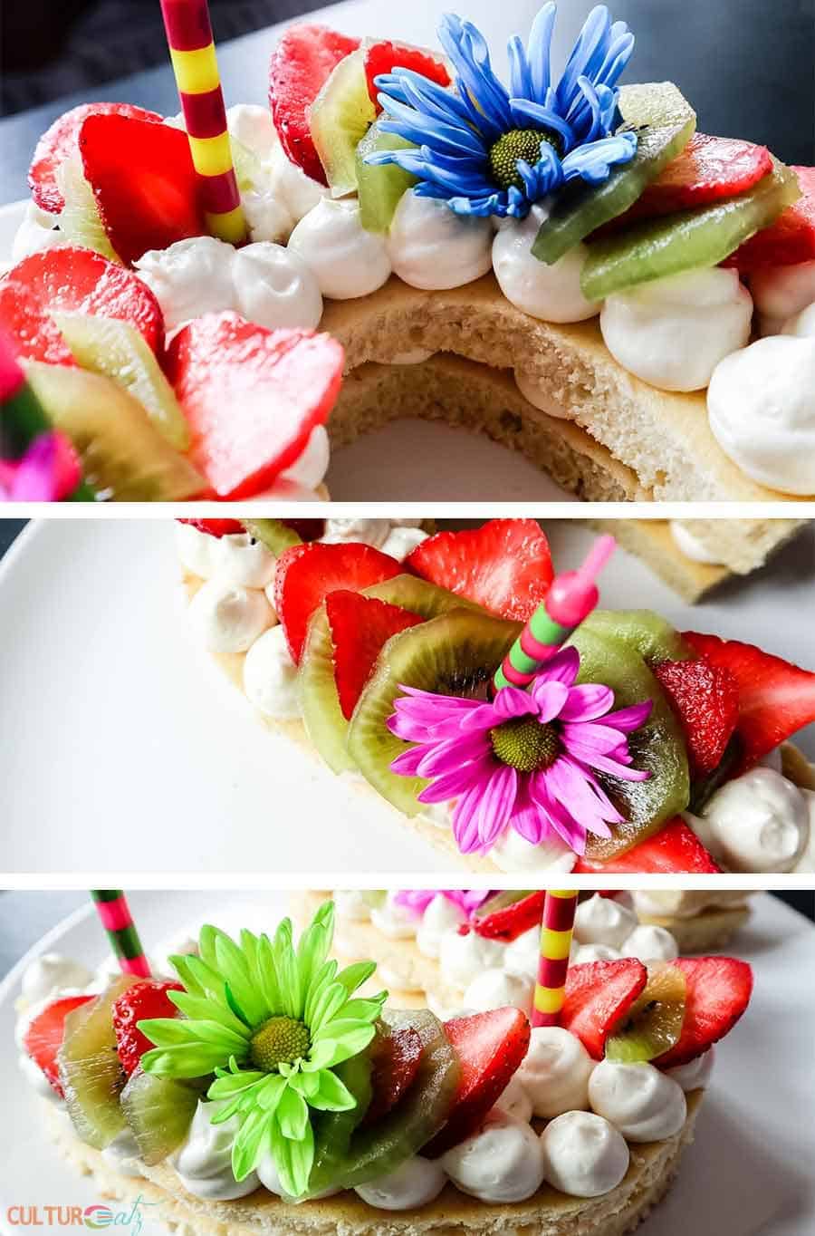 cream tart alphabet cake flowers