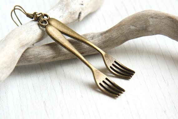 Vintage Style Earrings Antique Bronze Forks