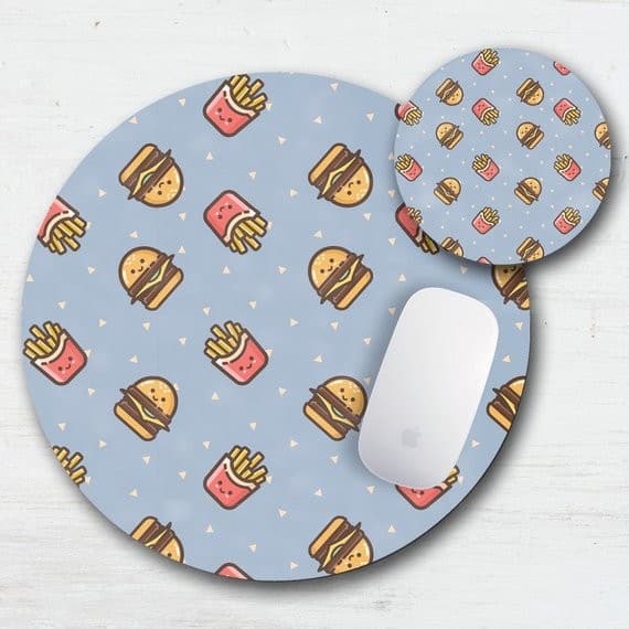 Burger And Fry Mouse Pad Coaster Set