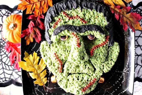 Frankenstein rice cereal treat