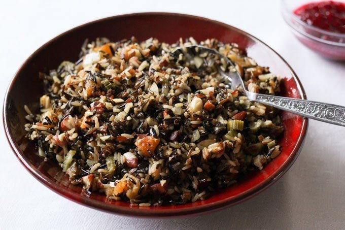 Wild Rice Stuffing with Apricots, Almonds, Sage