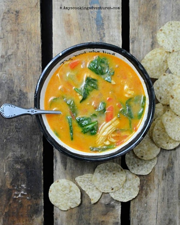 Cheesy Spinach & Chicken Soup