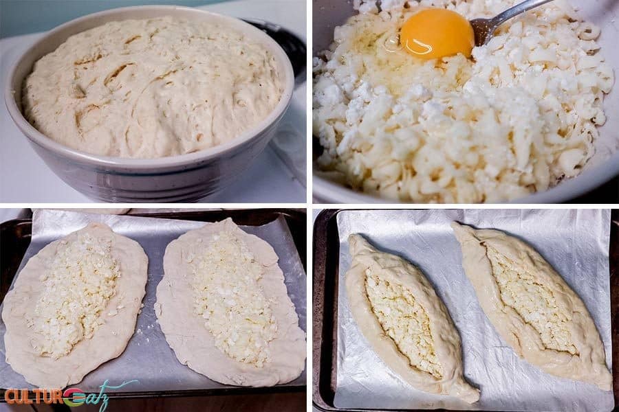 making Acharuli Khachapuri Georgian Cheese Stuffed Bread