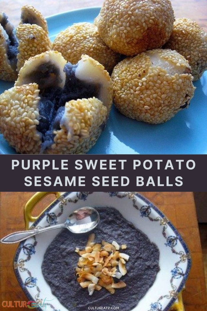 Filipino Purple Sweet Potato Sesame Seed Balls Buchi Ube