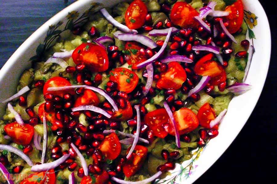 Israeli food Burnt Eggplant Salad