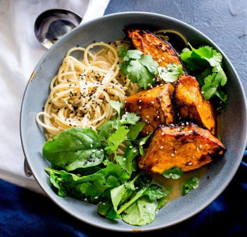 Savory Winter Squash and Pumpkin Miso Ramen with Roast Pumpkin