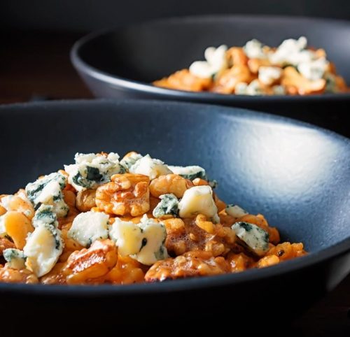 Pureed Pumpkin Risotto with Walnuts