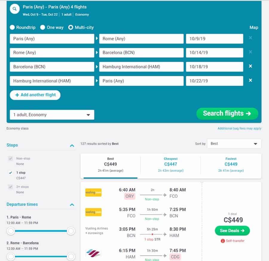 skyscanner multi city