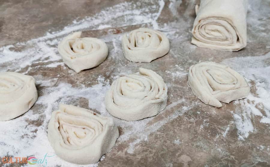 Cutting the puff pastry dough